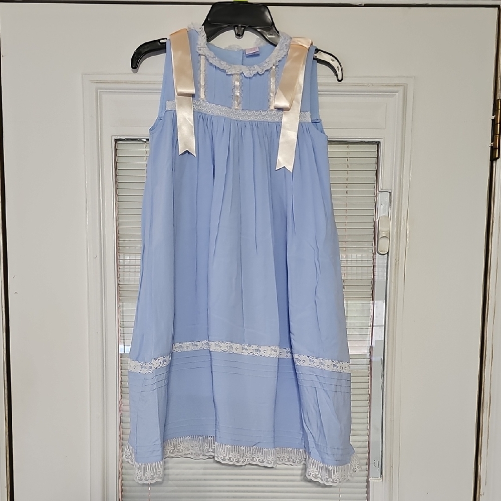 Blue Ribbon-Trim Girls' Dress